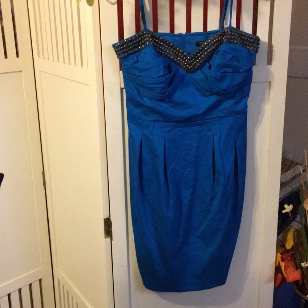 Bisou Bisou Blue Beaded Top Dress
